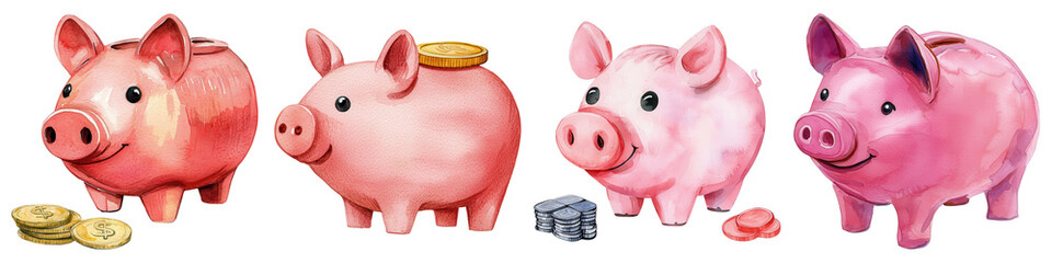 Smart spending tips for saving money watercolor art elements
