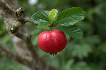 Obraz premium Red Fruit Growing on Tree Branch