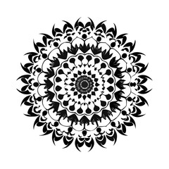 Ornate Black and White Mandala Design – Intricate Floral Pattern for Serenity and Decor