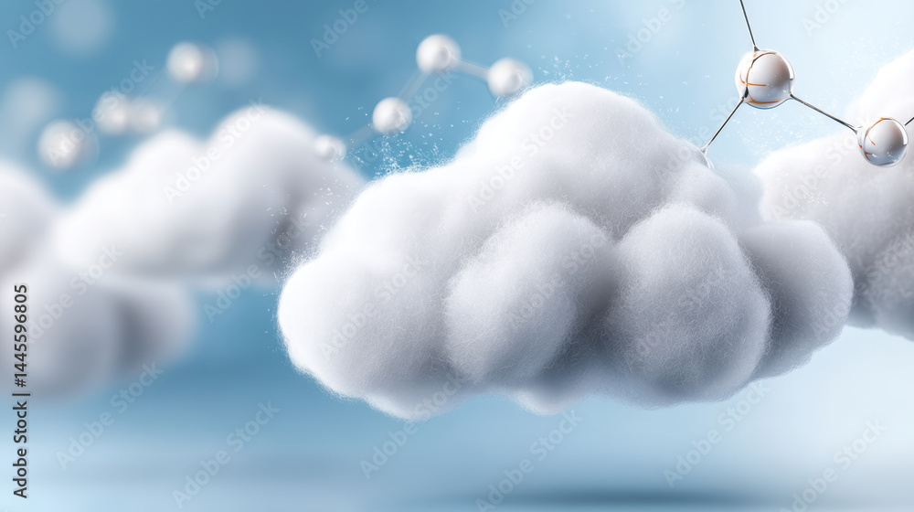 Poster cloud network visualization with medical data concept in soft blue background