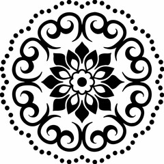Ornate Black and White Mandala Design – Intricate Floral Pattern for Serenity and Decor