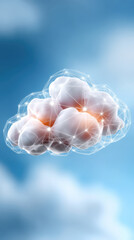 Cloud medical data network visualization concept with glowing points