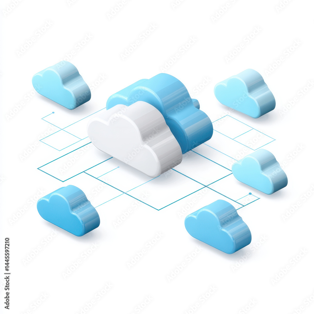 Poster cloud network data visualization concept with medical cloud connection icons