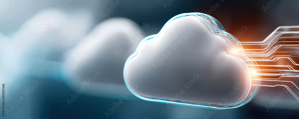 Aufkleber cloud network data visualization concept with medical technology connection