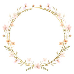 Watercolor flower frame vector for design.