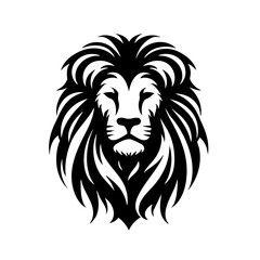 Fototapeta premium Majestic Lion Head: Black and White Vector Graphic