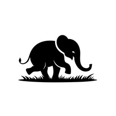 Obraz premium Majestic Baby Elephant Silhouette in Grassland