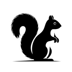 Majestic Squirrel Silhouette: A Black and White Vector Graphic