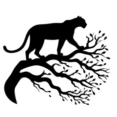 Obraz premium Majestic Leopard Silhouette on Tree Branches