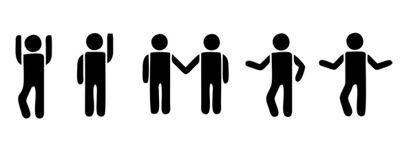 Collection of stick figures with different poses, human icon