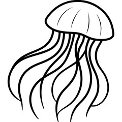 Sleek Jellyfish Outline Vector Art