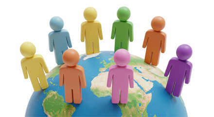 Isolated People standing on the globe © Anna