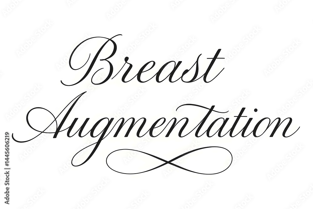 Poster text displaying the phrase breast augmentation in a stylish cursive font. concept sure! here’s a des