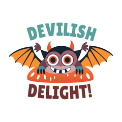 A flat style sticker of devilish delight