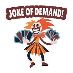 A flat style sticker of evil clown