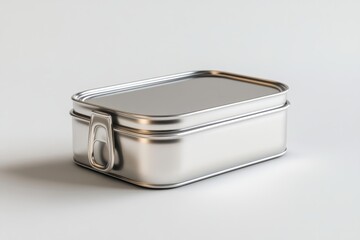Stainless steel lunch box closed with its lid, ideal for carrying lunch to work or school, promoting a healthy lifestyle