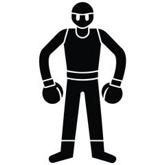 Boxer Icon Silhouette of a Boxer in Fighting Stance