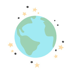 Abstract Earth globe with continents and oceans illlustration