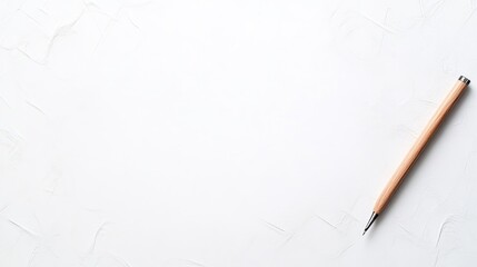 Wooden Pencil on White Surface Minimalist Style High-Resolution Photography Horizontal Composition Textured Background Ready to Write Clean Aesthetic Perfect for Stationery Ads