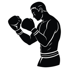 Powerful Boxer Silhouette Boxing Strength and Fitness