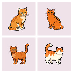 set of cute cartoon cat vector ilustrations