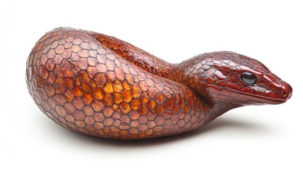 Naklejka premium Curled, reddish-brown snake