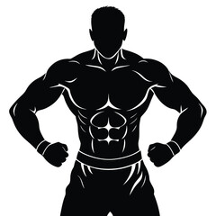 Fototapeta premium Powerful Muscular Male Silhouette Fitness, Strength, and Bodybuilding Concept