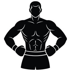 Fototapeta premium Powerful Silhouette of a Muscular Boxer