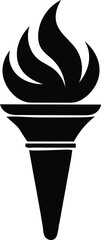 olympic torch fire silhouette vector icon