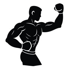 Fototapeta premium Powerful Muscular Boxer Silhouette