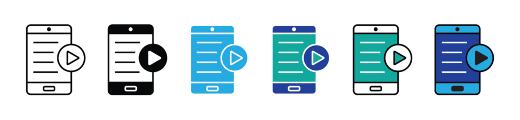 online book mobile icon digital course play reading study watching phone vector business e-learning signs illustration for web and app