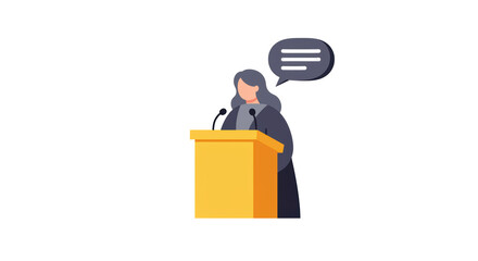 Isolated Judge Woman Speaking at Podium