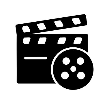 Klaps filmowy i taśma filmowa ikona kino