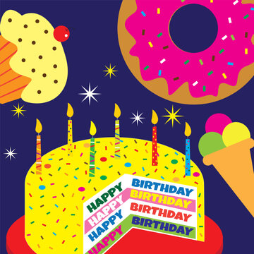 happy birthday card illustration vector