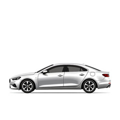 Fototapeta premium Sleek Silver Sedan_Modern Car Design_Side View_Automotive Illustration_Luxury Vehicle Aesthetics_Detailed Rendering_Stylish and Elegant Car Image_Transportation Design