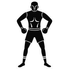 Powerful Boxer Silhouette Boxing Athlete Illustration
