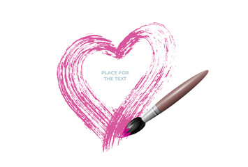 A tassel and heart composition, a valentine, a banner, a poster. Place for text, vector image.