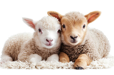 Naklejka premium Cute Baby Lamb and Sheep Isolated on Transparent Background