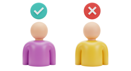 Isolated Thumbs Up and Thumbs Down People