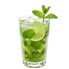 Mojito Cocktail in Glass Isolated on White Background
