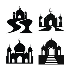 Mosque Silhouette Vector Illustrations Set-2