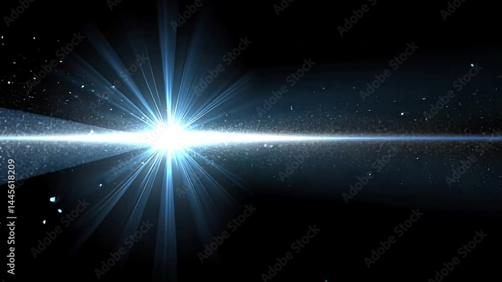 Poster cosmic light beams and particles create stunning visual effects in dark space digital background of 