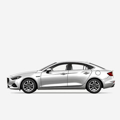 Obraz premium Sleek Silver Sedan_Modern Car Design_Automotive Elegance_Luxury Vehicle_Side View_Contemporary Style_Car Enthusiast_Transportation_Auto Industry_Silver Exterior_Sedan Car_