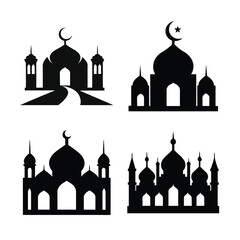 Mosque Silhouette Vector Illustrations Set-5