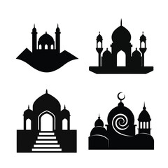 Mosque Silhouette Vector Illustrations Set-6
