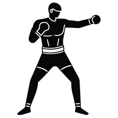 Powerful Boxer Silhouette Boxing Fitness and Strength