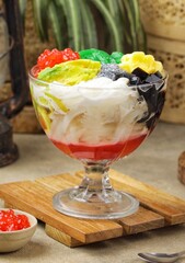Es campur is a typical Indonesian drink, made by mixing various types of ingredients in sweet syrup