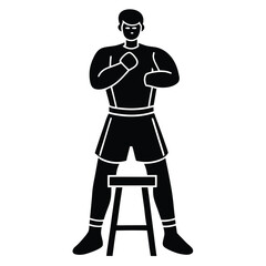 Powerful Boxer Ready to Fight Strong Silhouette Illustration