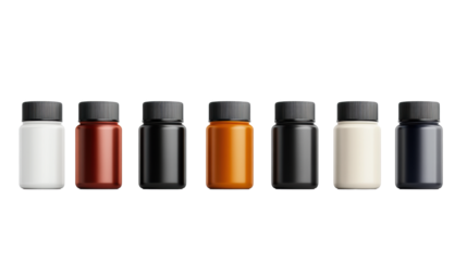 Colorful bottles on transparent background