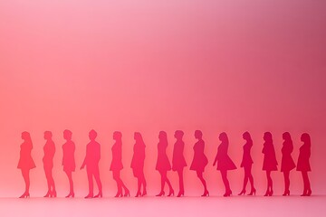 Simple Fashion Girls Paper Cutouts Waiting in Line